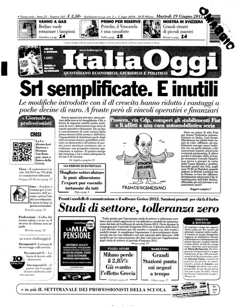 Italia oggi : quotidiano di economia finanza e politica